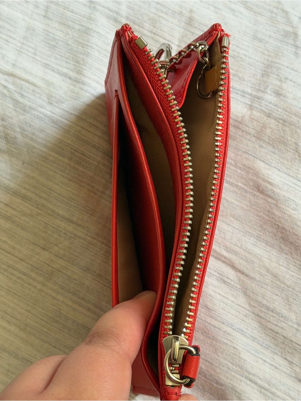 Vintage Coach Red-Orange Leather Card Case with Keyring - Picture 7 of 7